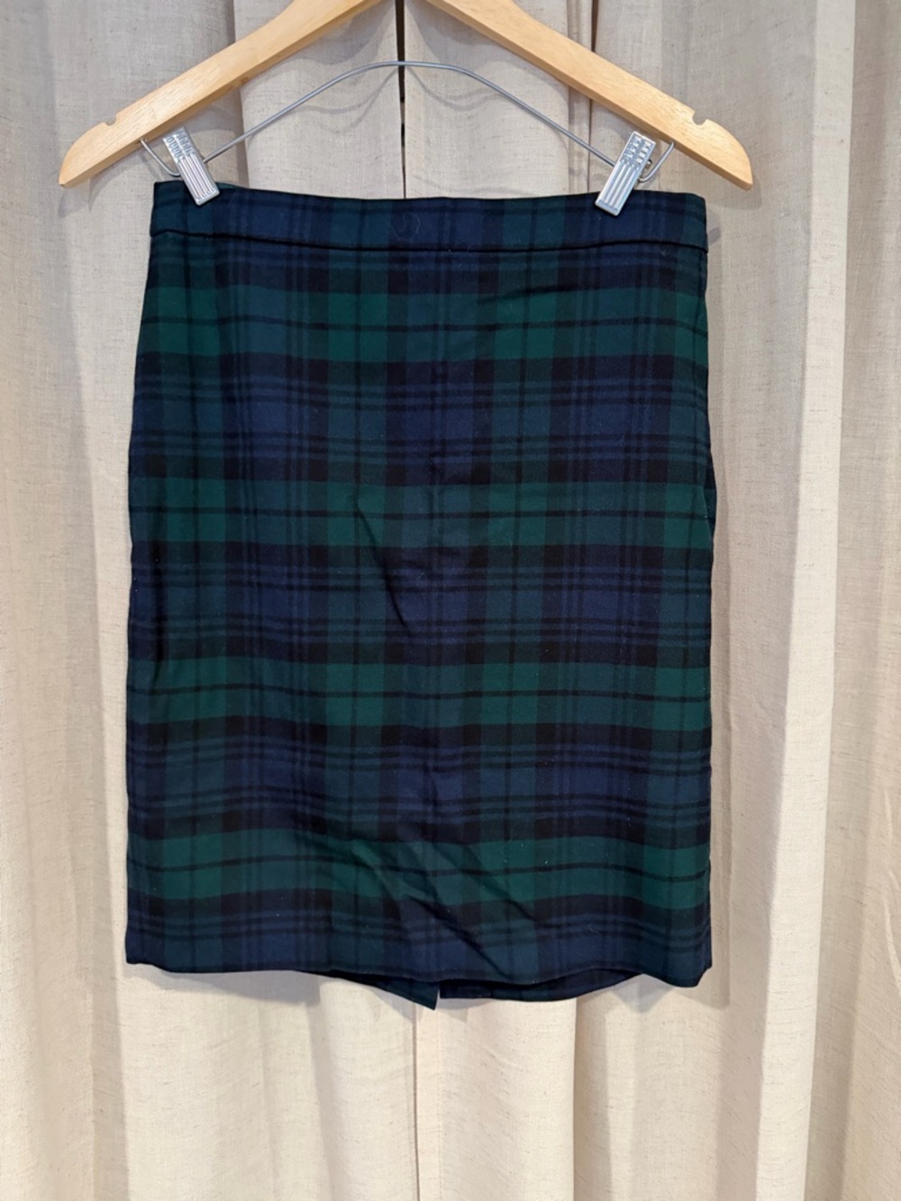 J. Crew Green and Navy Plaid The Pencil Skirt 2